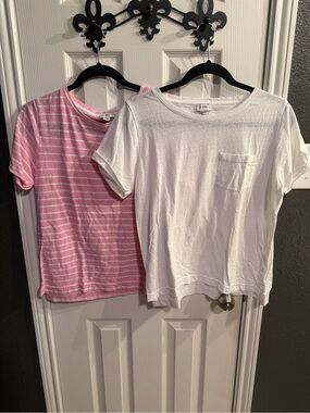 Short-Sleeve Crewneck Tee - Pink Stripe & White (2-Pack)